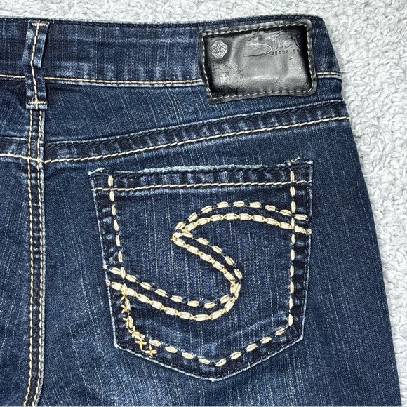 Silver Jeans Womens 27 Aiko Mid Rise Slim Boot Dark Wash Big Stitch Embroidered - Picture 4 of 5